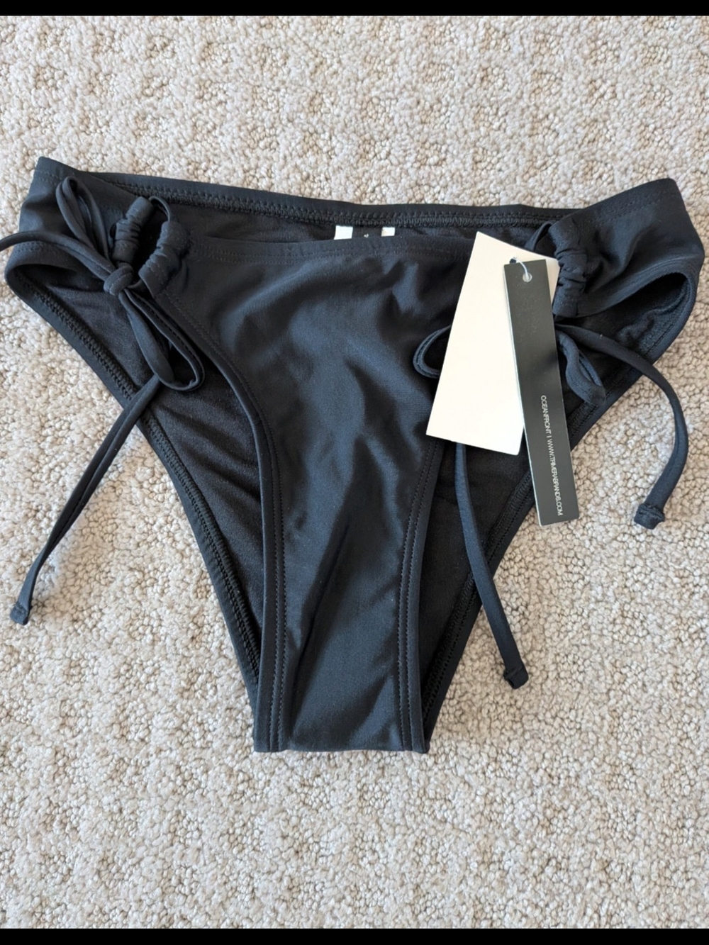 ninety-nine Black Tie-Side Bikini Bottoms XS NWT